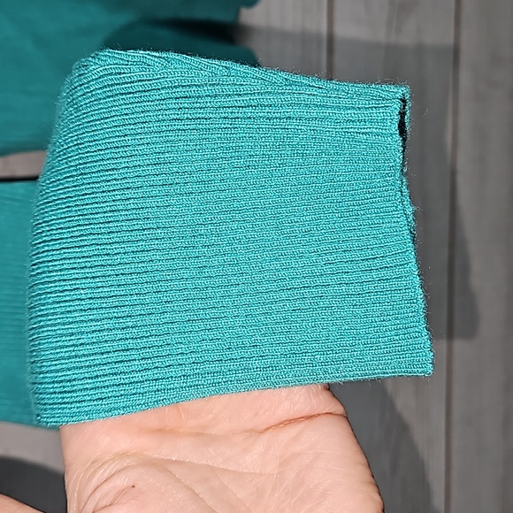 NWT La Rambla Teal Strap Cut Out Ribbed Sweater - Size Large - Picture 5 of 12